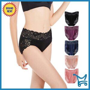 Plus Size High Waisted Lace Panties 5-Pack Modal Material Tummy Control